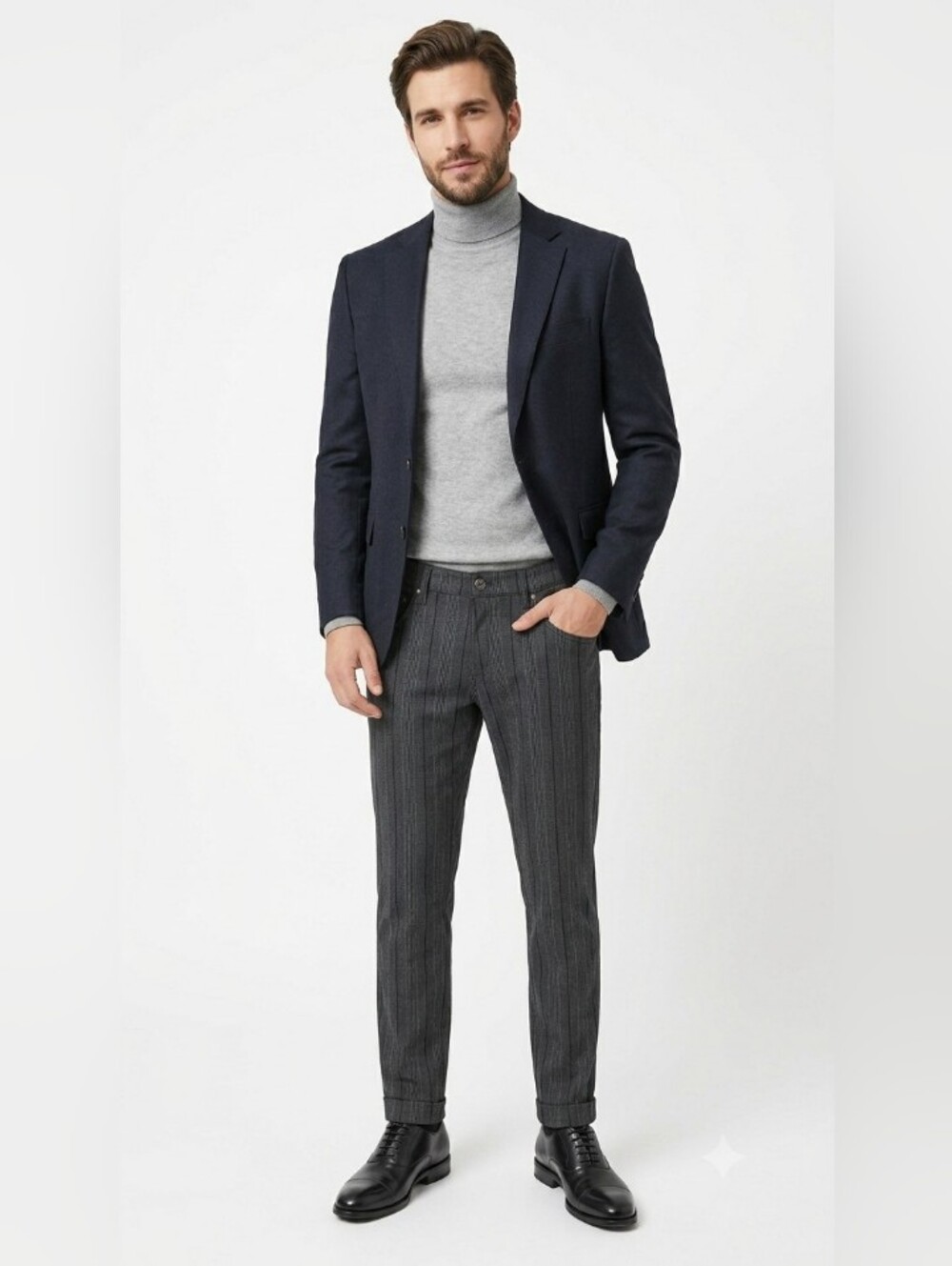 NWT Men's Dark Gray Pinstripe Jeans SZ36